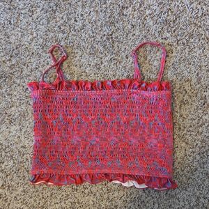 Kortni Jeane Red and Purple Smocked Swim Top